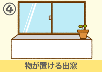 物がおける出窓