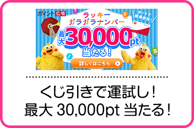 くじ引きで運試し！最大30,000pt当たる！